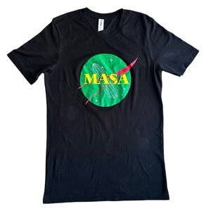 100% Cotton Black Unisex Green and Yellow MASA NASA design size medium Tall